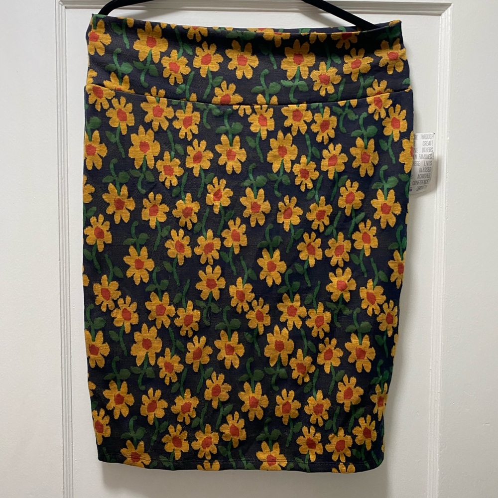LuLaRoe Pencil Skirt with Yellow Floral Design